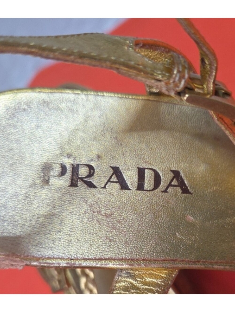 Prada metallic leather braided wedge sandals. - Picture 2 of 13